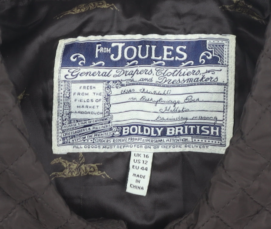 Joules Womens Brown Quilted Mid-Length Jacket Size 16