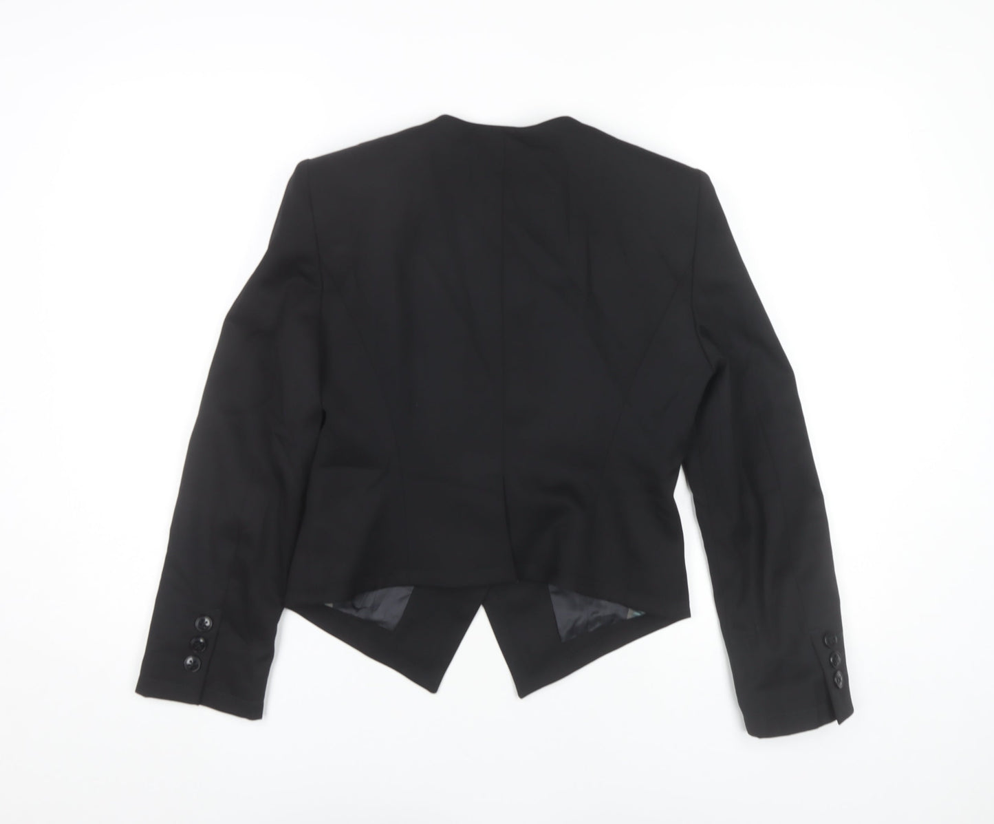 Emporio Armani Womens Black Wool Slim Fit Suit Jacket Size 14