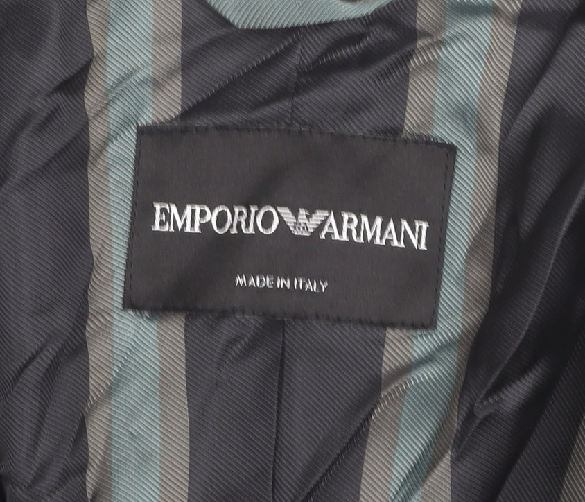 Emporio Armani Womens Black Wool Slim Fit Suit Jacket Size 14