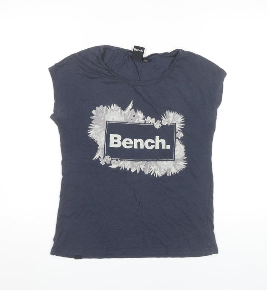 Bench Womens Blue L T-Shirt Crew Neck Cotton Viscose Casual