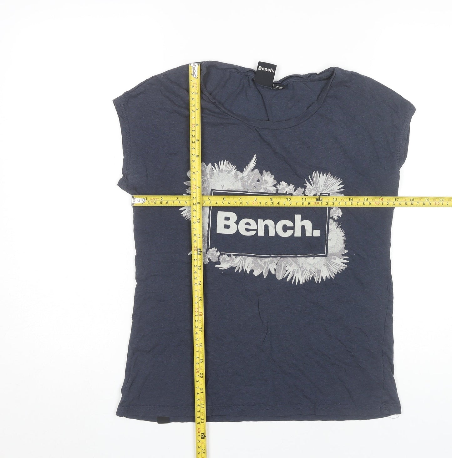 Bench Womens Blue L T-Shirt Crew Neck Cotton Viscose Casual