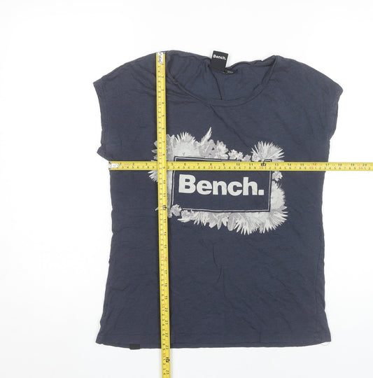 Bench Womens Blue L T-Shirt Crew Neck Cotton Viscose Casual