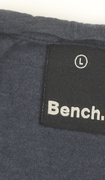 Bench Womens Blue L T-Shirt Crew Neck Cotton Viscose Casual