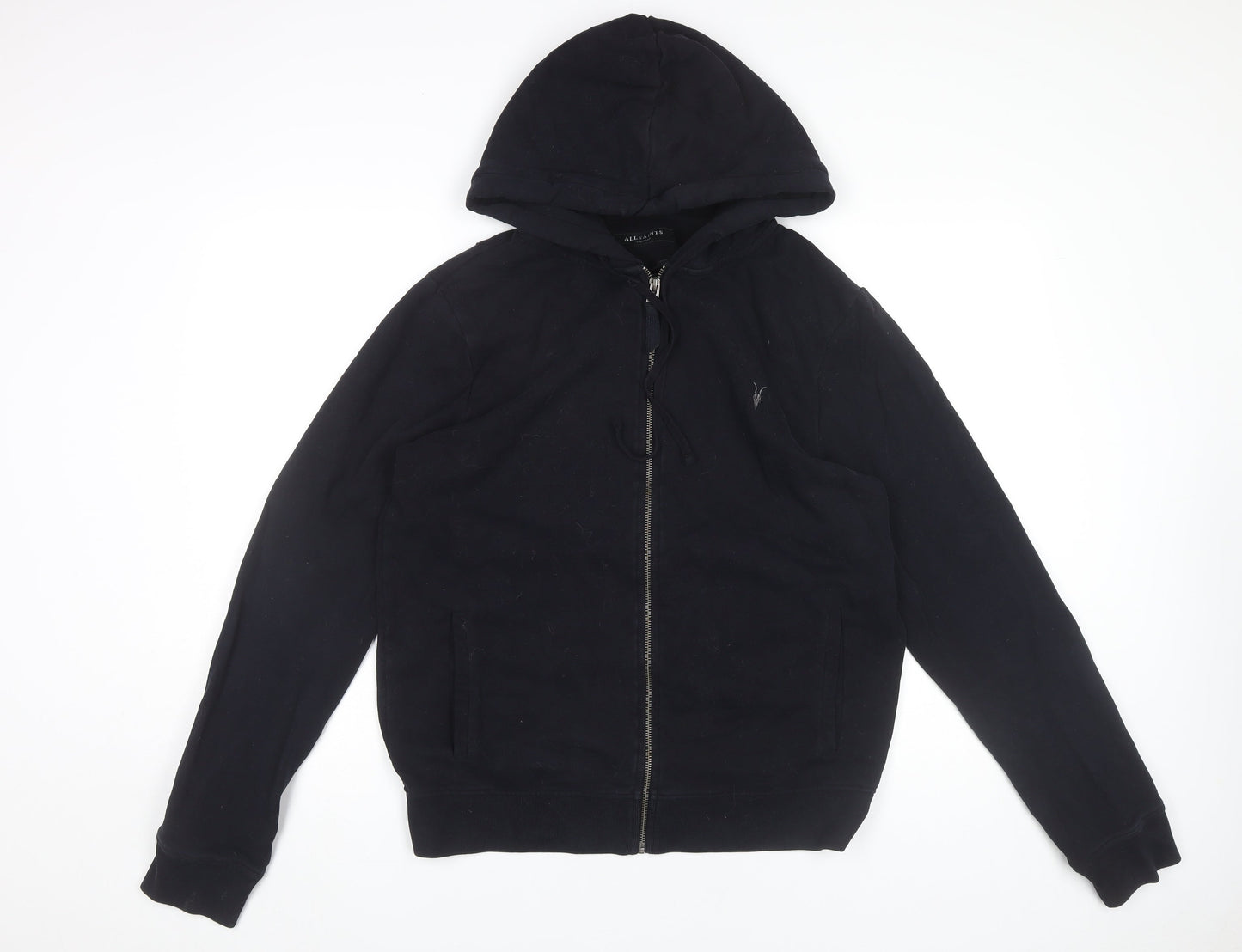 AllSaints Men’s Black Raven Full Zip Hoodie Size M Regular Fit
