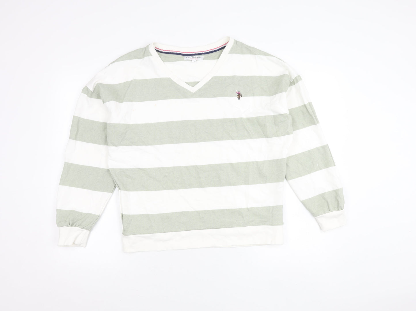 Womens UK 10 Regular U.S. Polo Assn. Green Pullover Sweatshirt