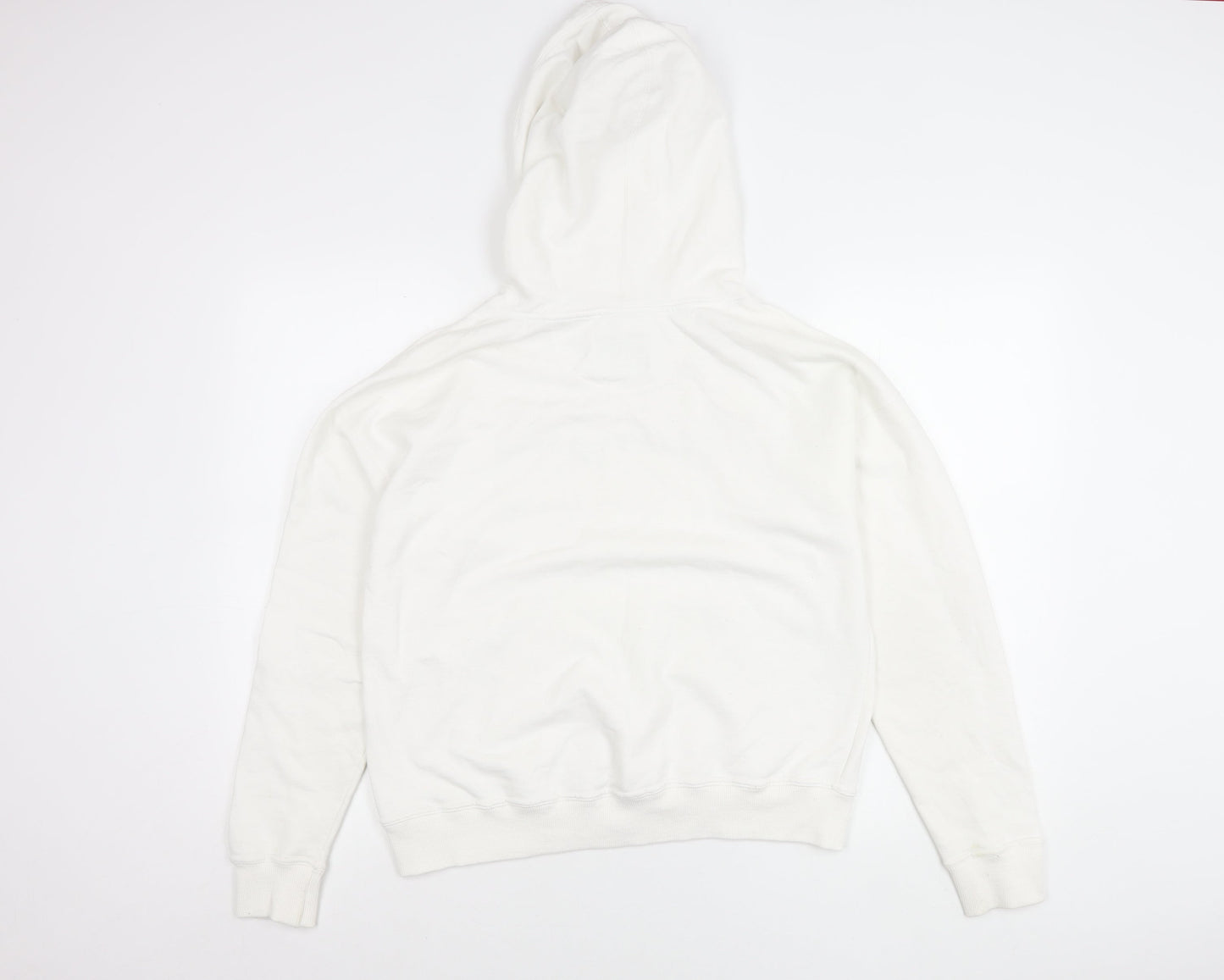 Champion Womens White Pullover Hoodie Small Logo Sports Casual