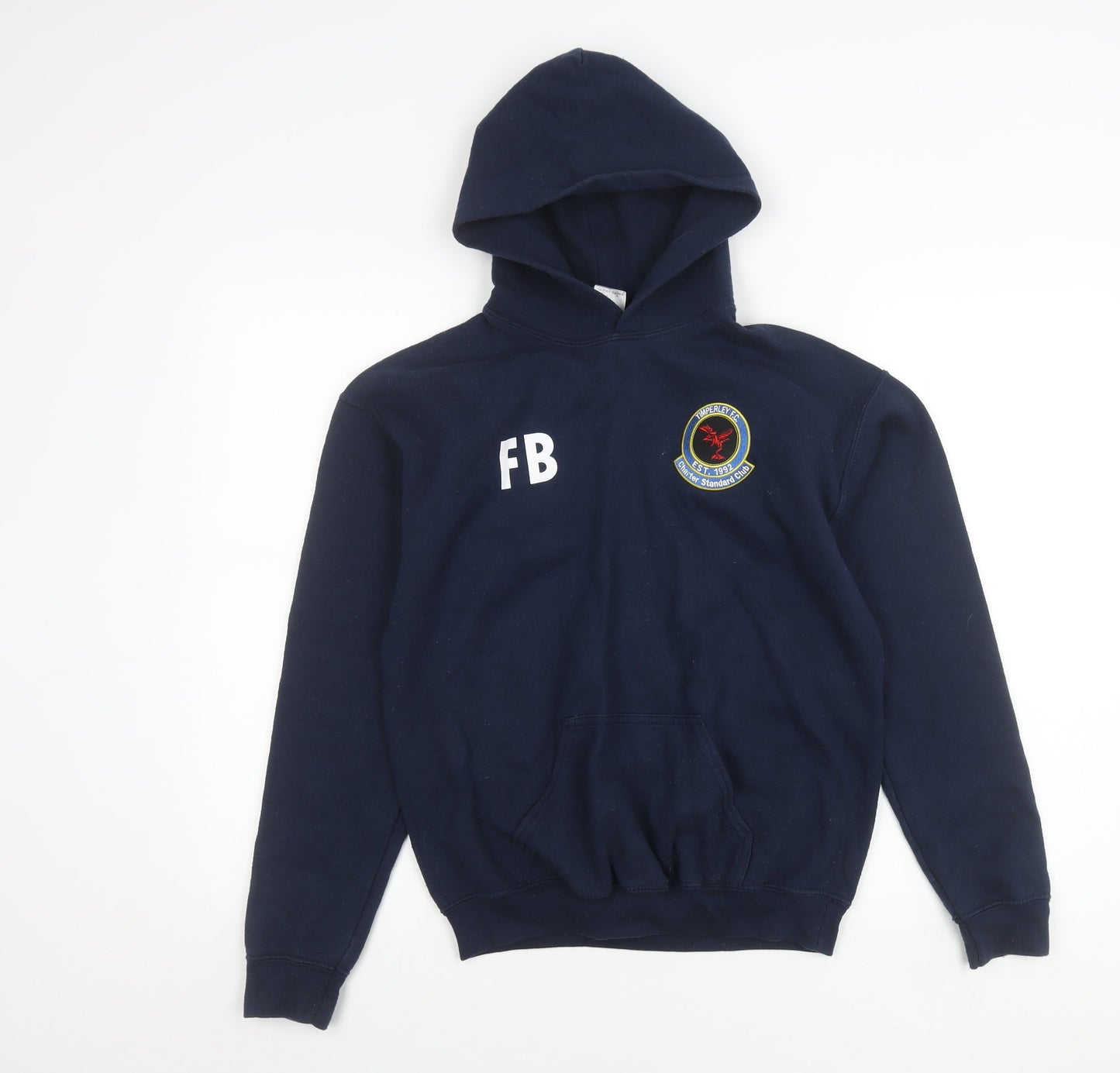 Gildan Boys XL Blue Pullover Hoodie Timperley FC Football Sportswear