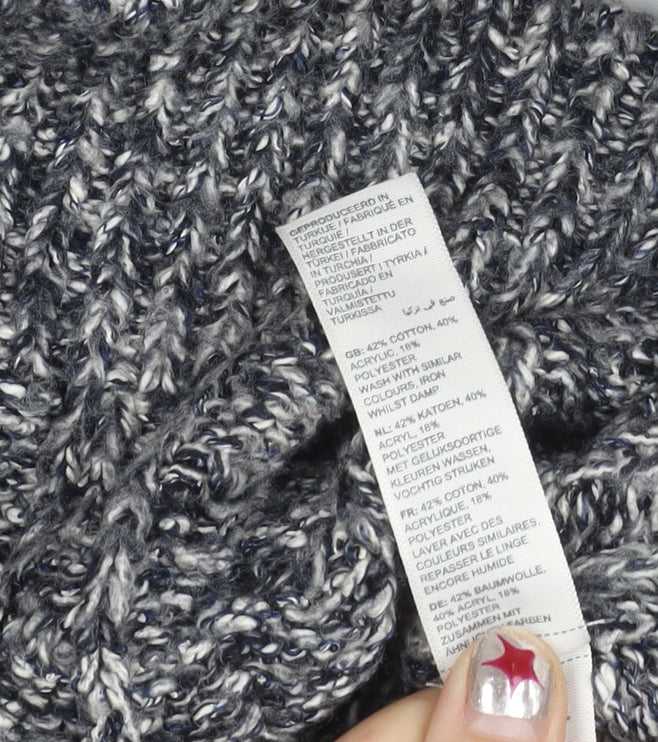 Fat Face Womens Grey Cable-Knit Jumper Size 6 Cotton Blend