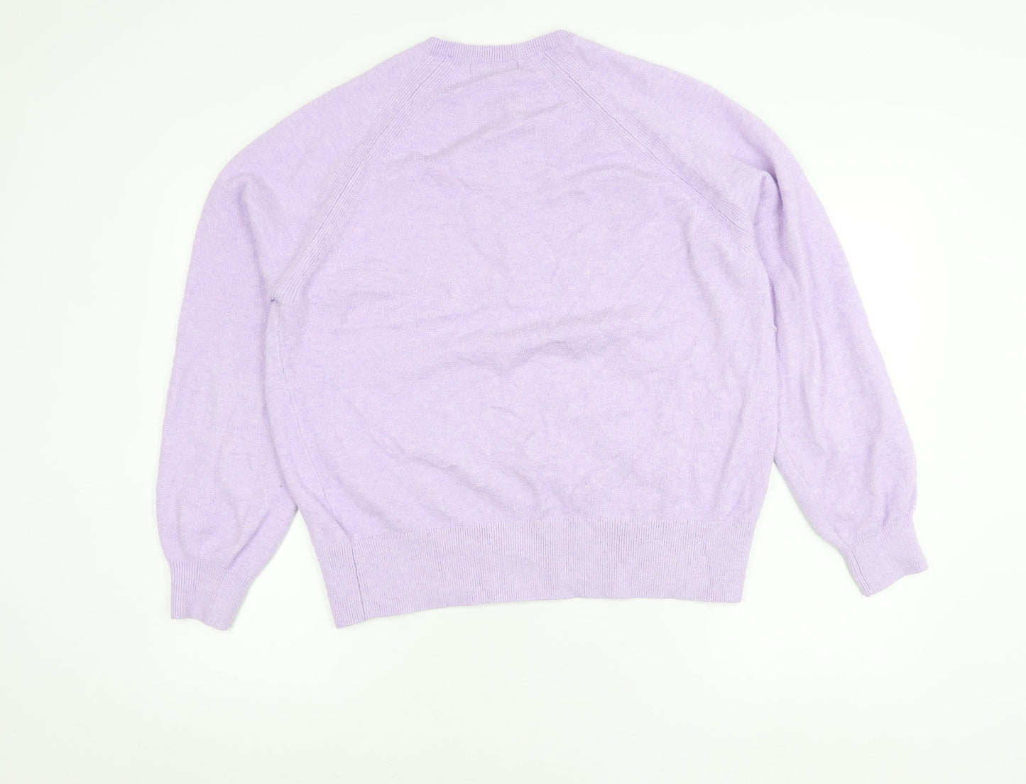 Marks and Spencer Womens Purple Henley Jumper M Long Sleeve Knit