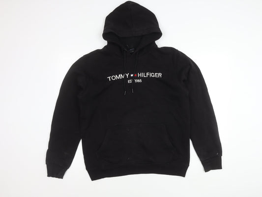 Tommy Hilfiger Men’s Black Pullover Hoodie L Embroidered Logo