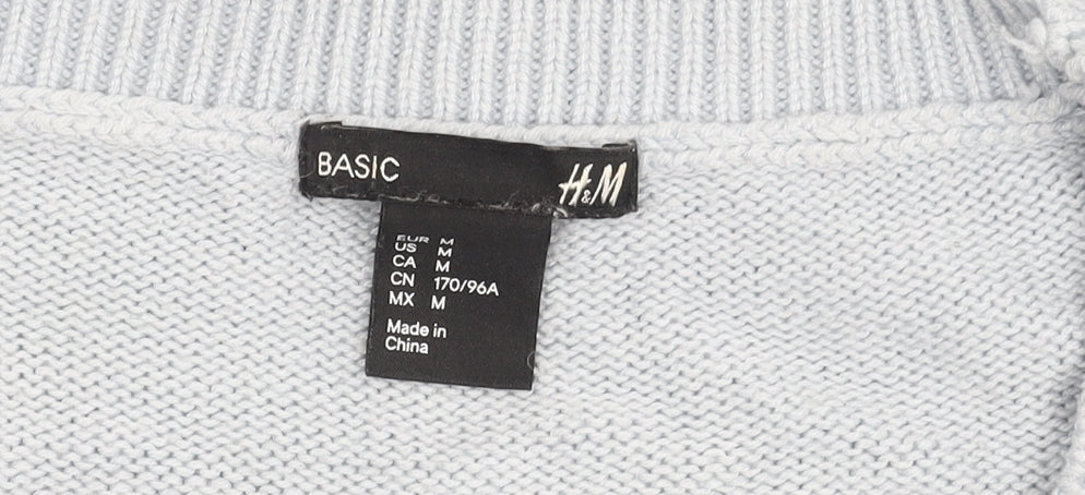 H&M Women’s Blue Cable-Knit Jumper Size 12 Crew Neck Long Sleeve