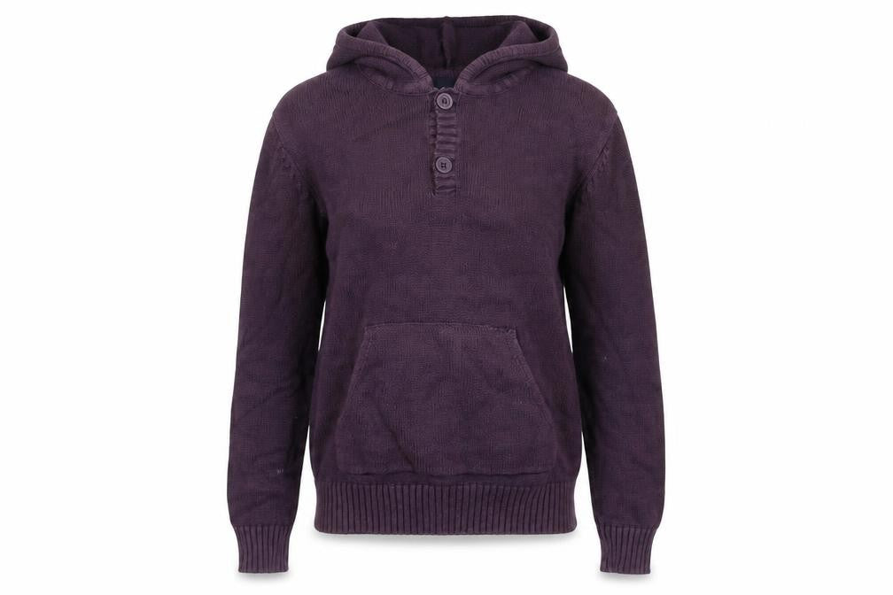 Cotton Traders Womens Purple Small Henley Hoodie 100% Cotton Knit