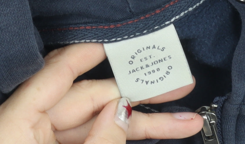 Jack & Jones Men's Blue Full Zip Hooded Jacket Size S