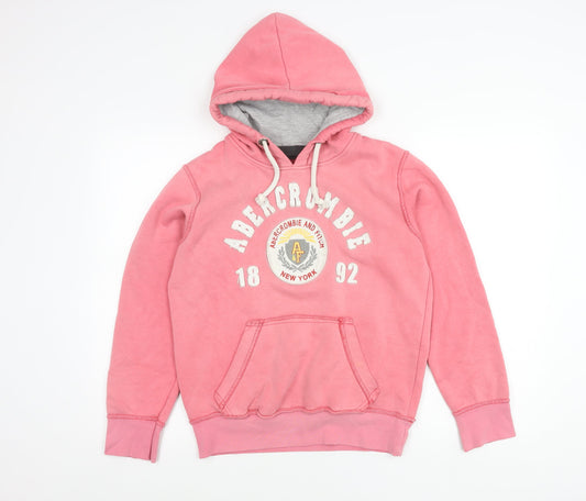 Abercrombie & Fitch Womens Pink Pullover Hoodie Medium Cotton Logo