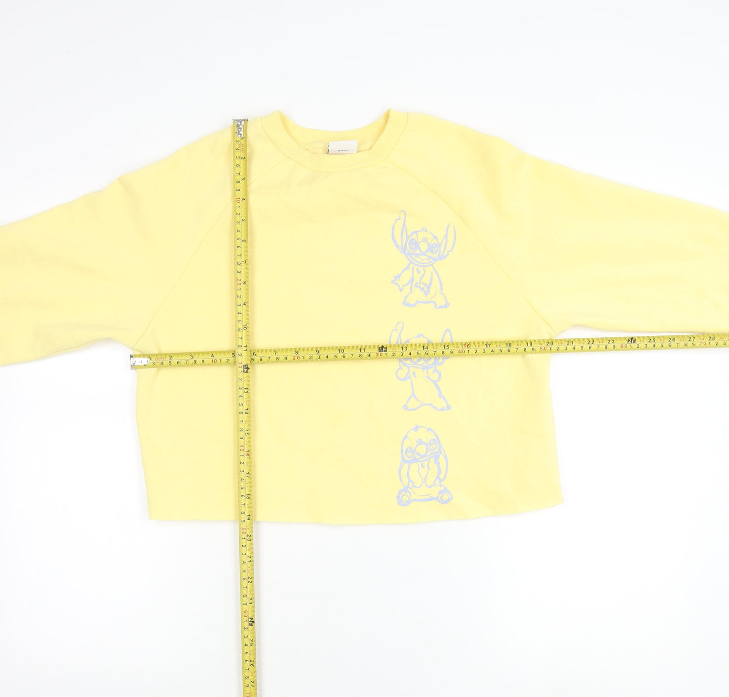 Disney Stitch Yellow Women's 2XS Pullover Sweatshirt Cotton Blend