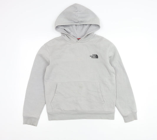 The North Face Boys Grey Pullover Hoodie Size 14 Years Logo Graphic Print