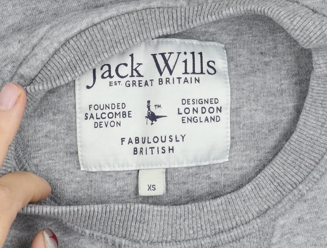 Jack Wills Mens Grey XS Crew Neck Logo Sweatshirt Pullover
