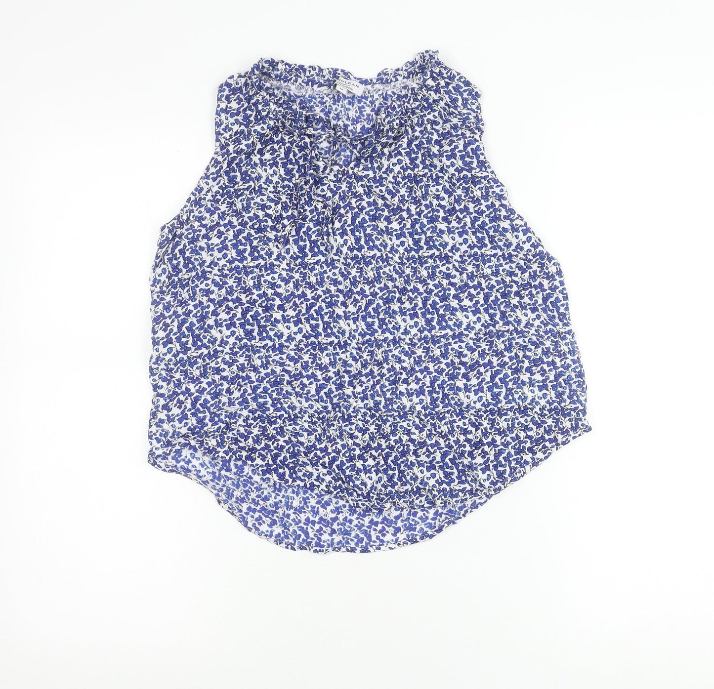 Cerulean Blue Diamond Womens Blue Floral Sleeveless Viscose Tank Top M
