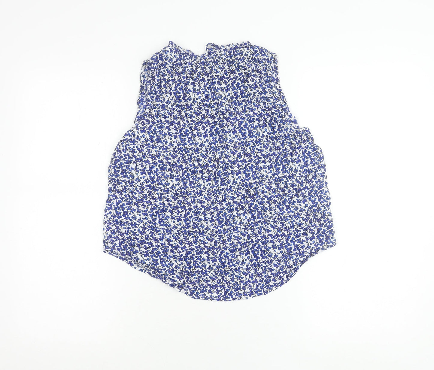 Cerulean Blue Diamond Womens Blue Floral Sleeveless Viscose Tank Top M