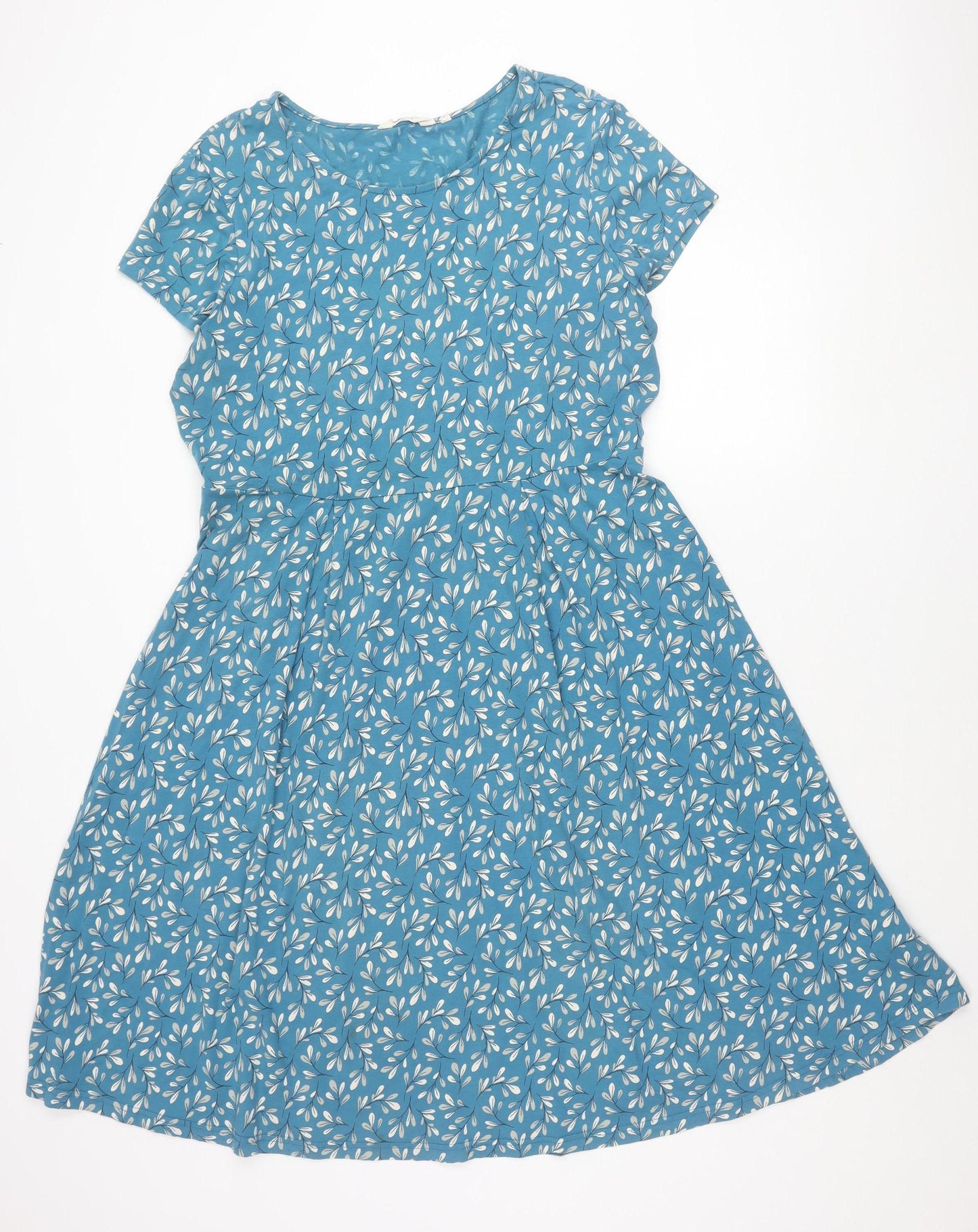 Seasalt Cornwall Women’s Blue Floral Cotton A-Line Dress Size 18