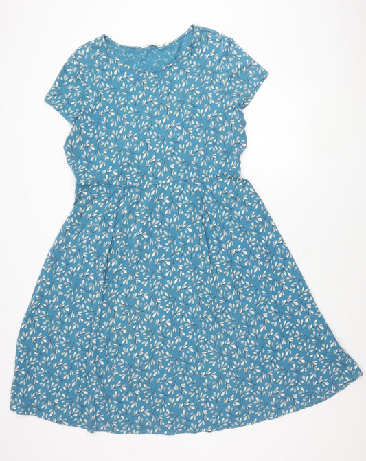 Seasalt Cornwall Women’s Blue Floral Cotton A-Line Dress Size 18