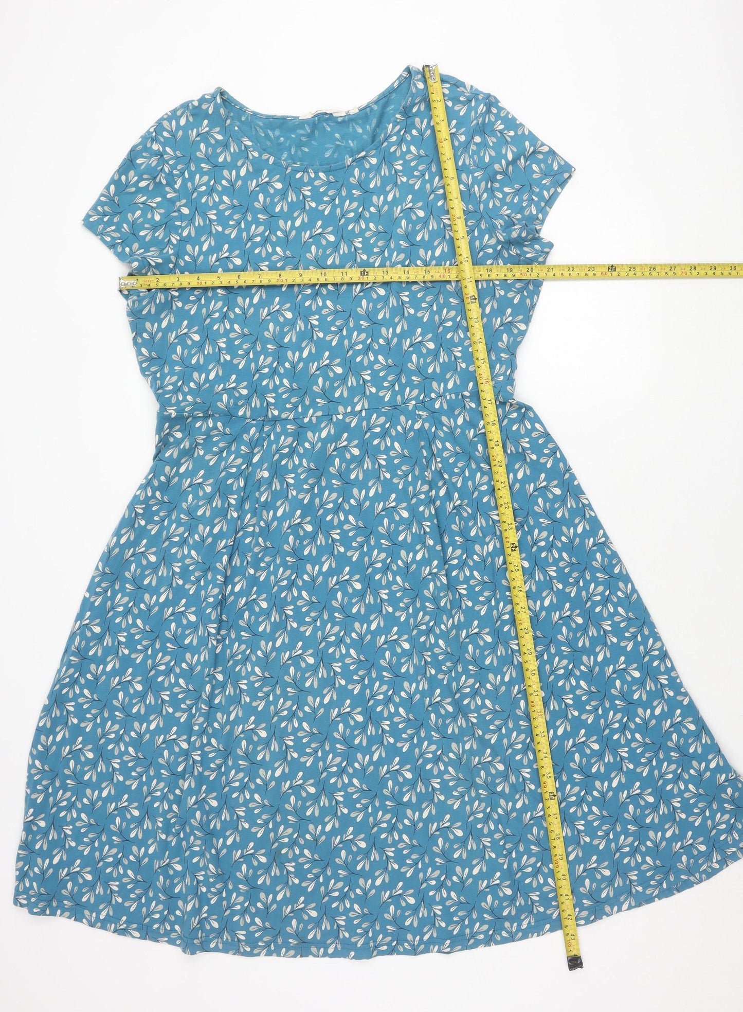 Seasalt Cornwall Women’s Blue Floral Cotton A-Line Dress Size 18