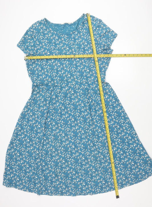Seasalt Cornwall Women’s Blue Floral Cotton A-Line Dress Size 18
