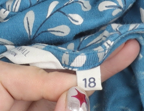 Seasalt Cornwall Women’s Blue Floral Cotton A-Line Dress Size 18