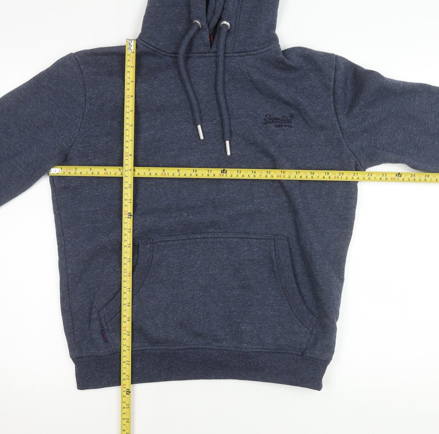 Superdry Men’s Blue Pullover Hoodie M Regular Fit Cotton Blend