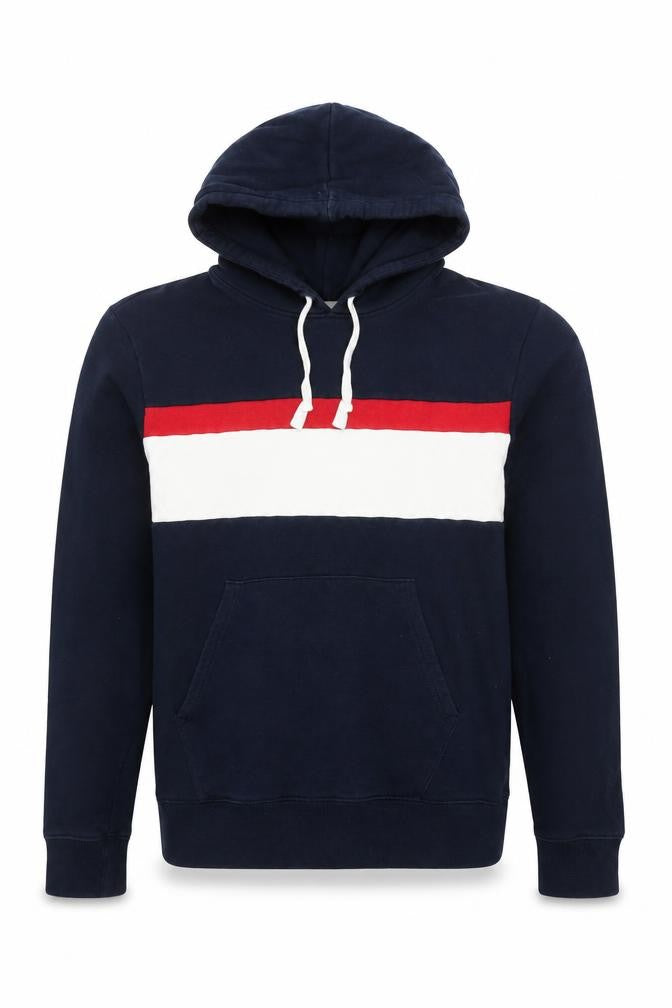 Marks and Spencer Men’s Navy Pullover Hoodie M Striped Cotton