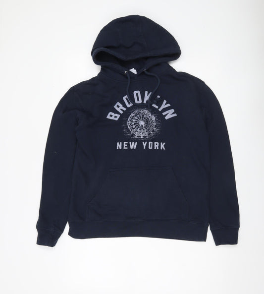 Lane Seven Men’s Blue Pullover Hoodie S Brooklyn Graphic Hooded Sweatshirt