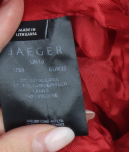 Jaeger Women’s Red Wool Blend Mid-Length Coat UK 10