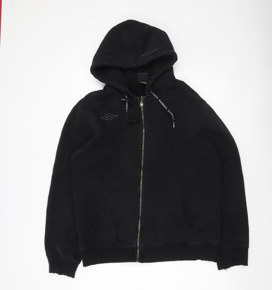 Umbro Men’s Black Full Zip Hoodie Size M Sportswear Cotton Blend