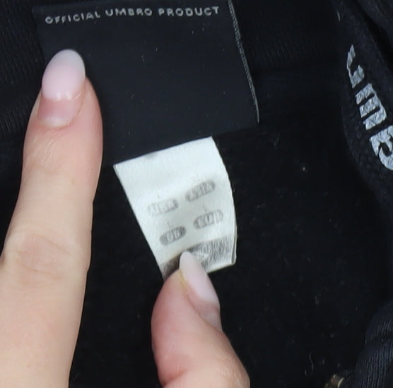 Umbro Men’s Black Full Zip Hoodie Size M Sportswear Cotton Blend