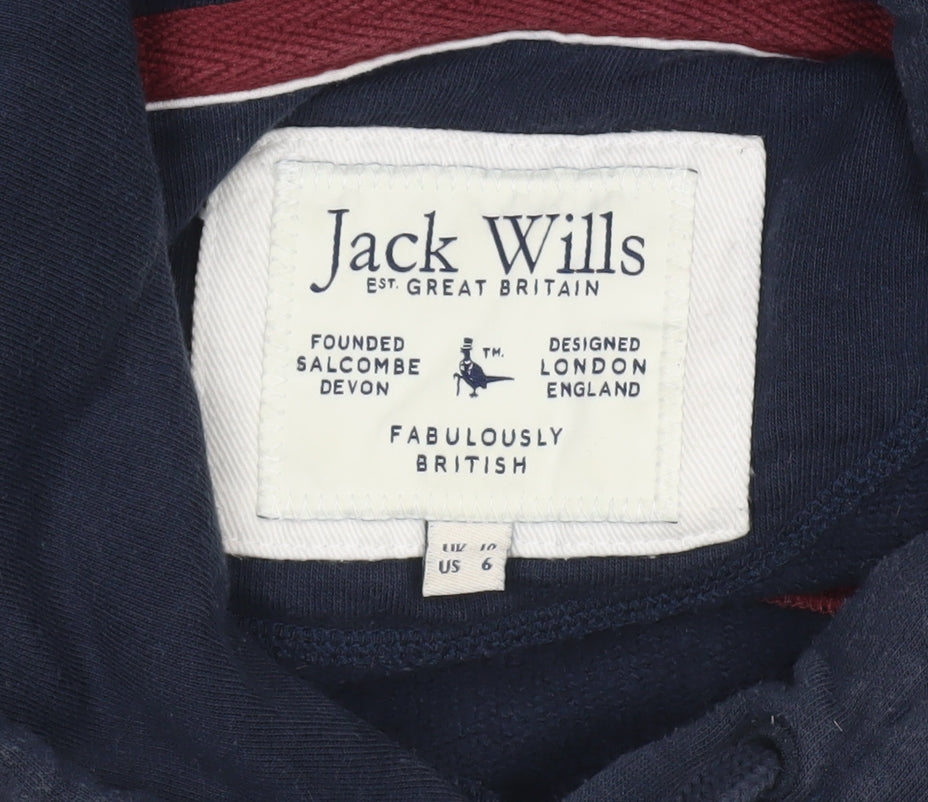 Jack Wills Women’s Blue Pullover Hoodie Size 10 Regular Fit Logo