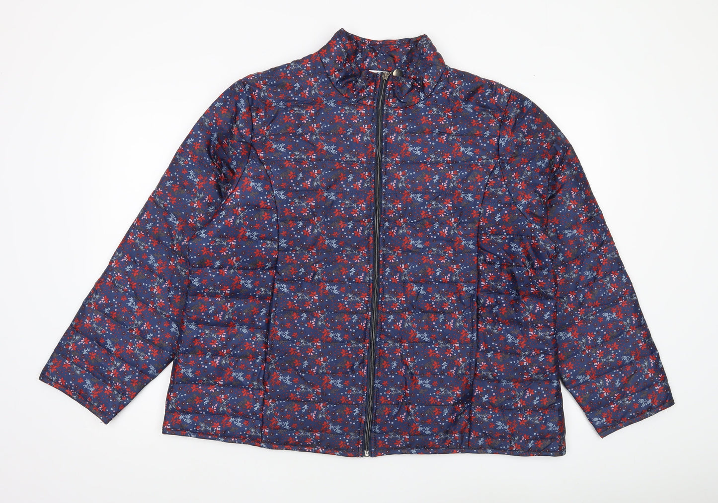 Anne de Lançay Womens Blue Floral Puffer Jacket XL