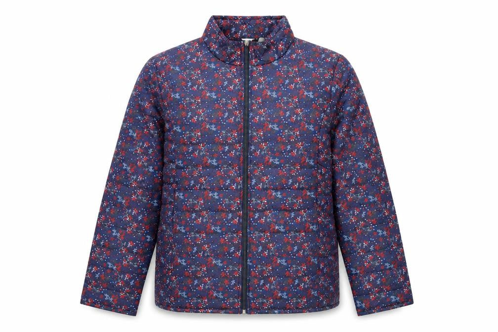 Anne de Lançay Womens Blue Floral Puffer Jacket XL