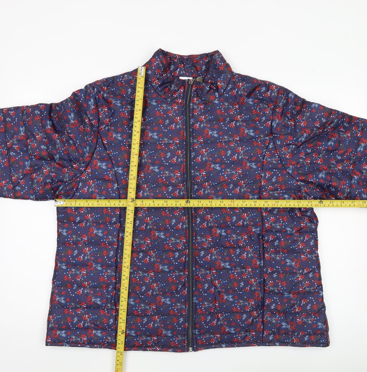 Anne de Lançay Womens Blue Floral Puffer Jacket XL