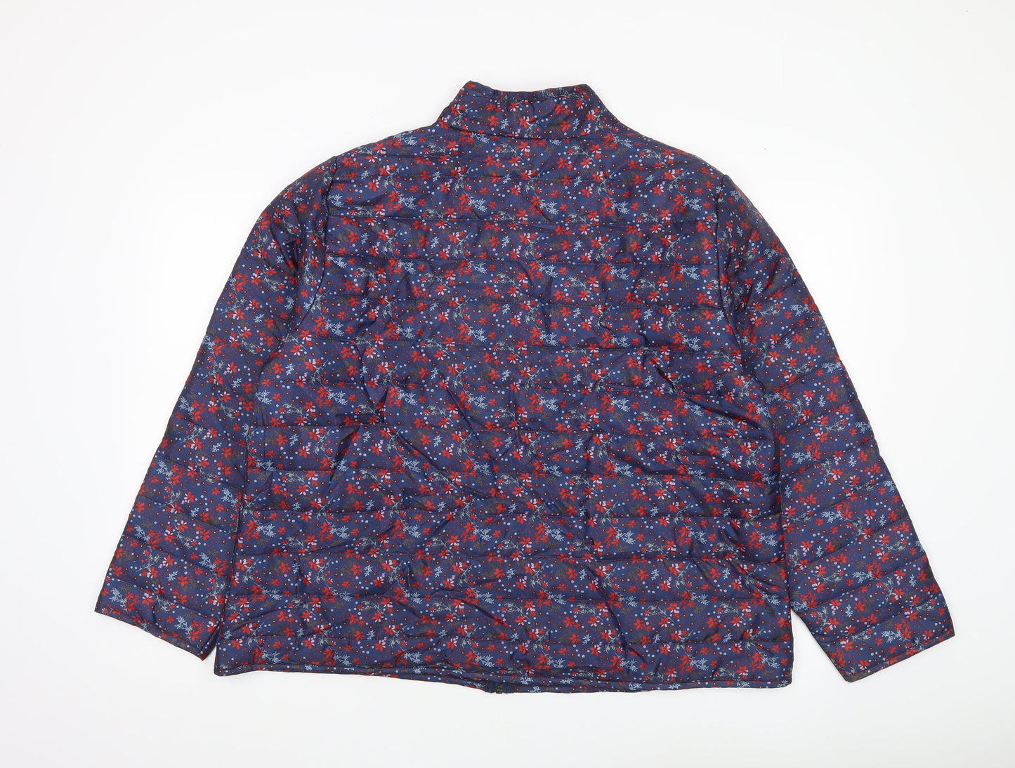Anne de Lançay Womens Blue Floral Puffer Jacket XL