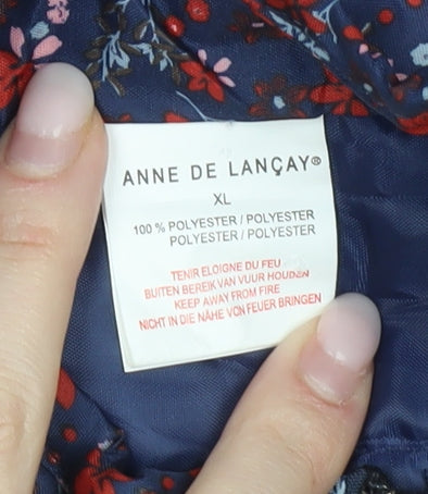 Anne de Lançay Womens Blue Floral Puffer Jacket XL