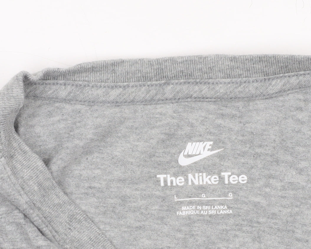 Nike Men's Grey Large Sports Logo T-Shirt Crew Neck