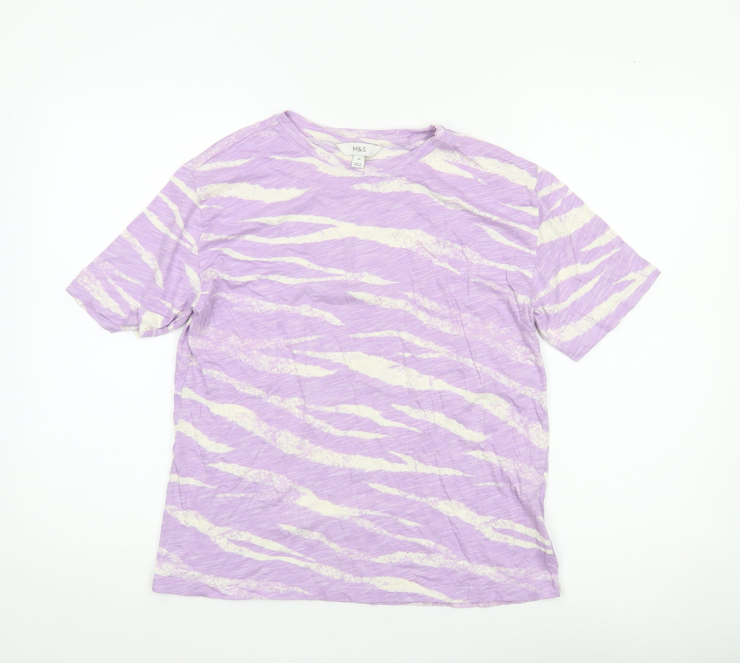 Marks and Spencer Womens Purple Animal Print T-Shirt Size 10