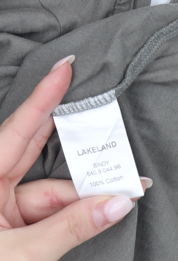 Lakeland Women’s Grey Cotton Short Sleeve Ruffle T-Shirt Size 14