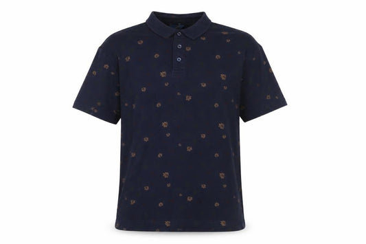 Cotton Traders Men’s Blue Floral Polo Shirt Size M Short Sleeve