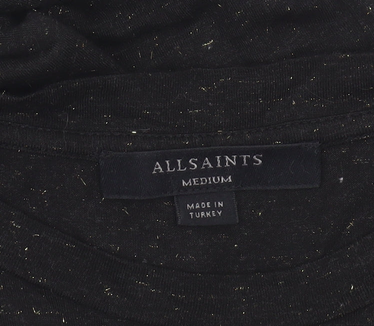AllSaints Womens Black Medium Tank Top Sleeveless Viscose Blend