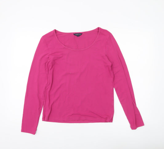 Lands' End Women's Pink Size 6 Scoop Neck Long Sleeve Jersey T-Shirt