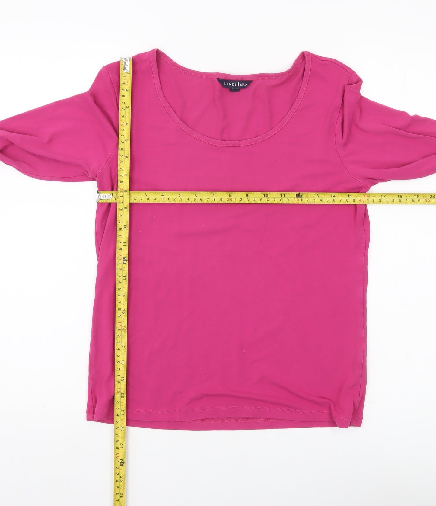 Lands' End Women's Pink Size 6 Scoop Neck Long Sleeve Jersey T-Shirt
