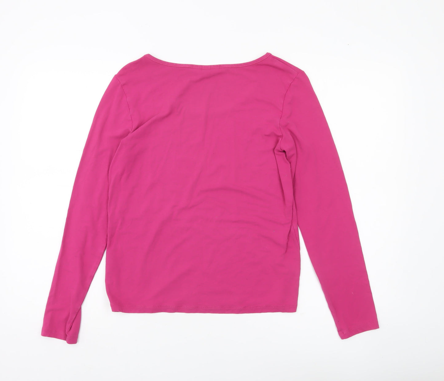 Lands' End Women's Pink Size 6 Scoop Neck Long Sleeve Jersey T-Shirt