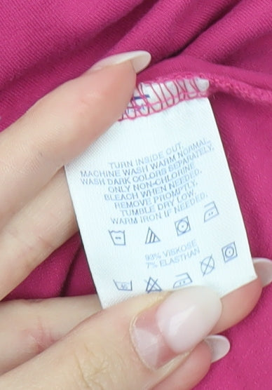 Lands' End Women's Pink Size 6 Scoop Neck Long Sleeve Jersey T-Shirt