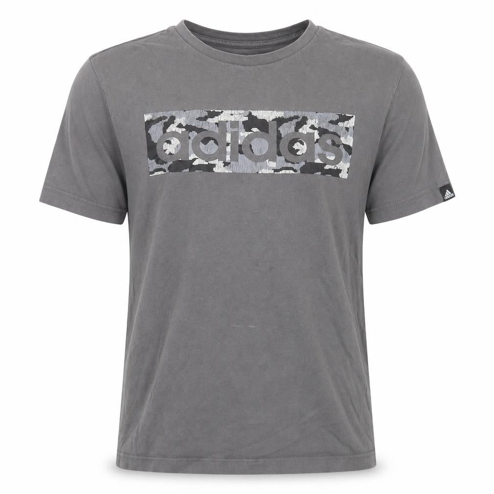 Front view of Adidas boys’ grey t-shirt 11-12 years short sleeve cotton logo sports top